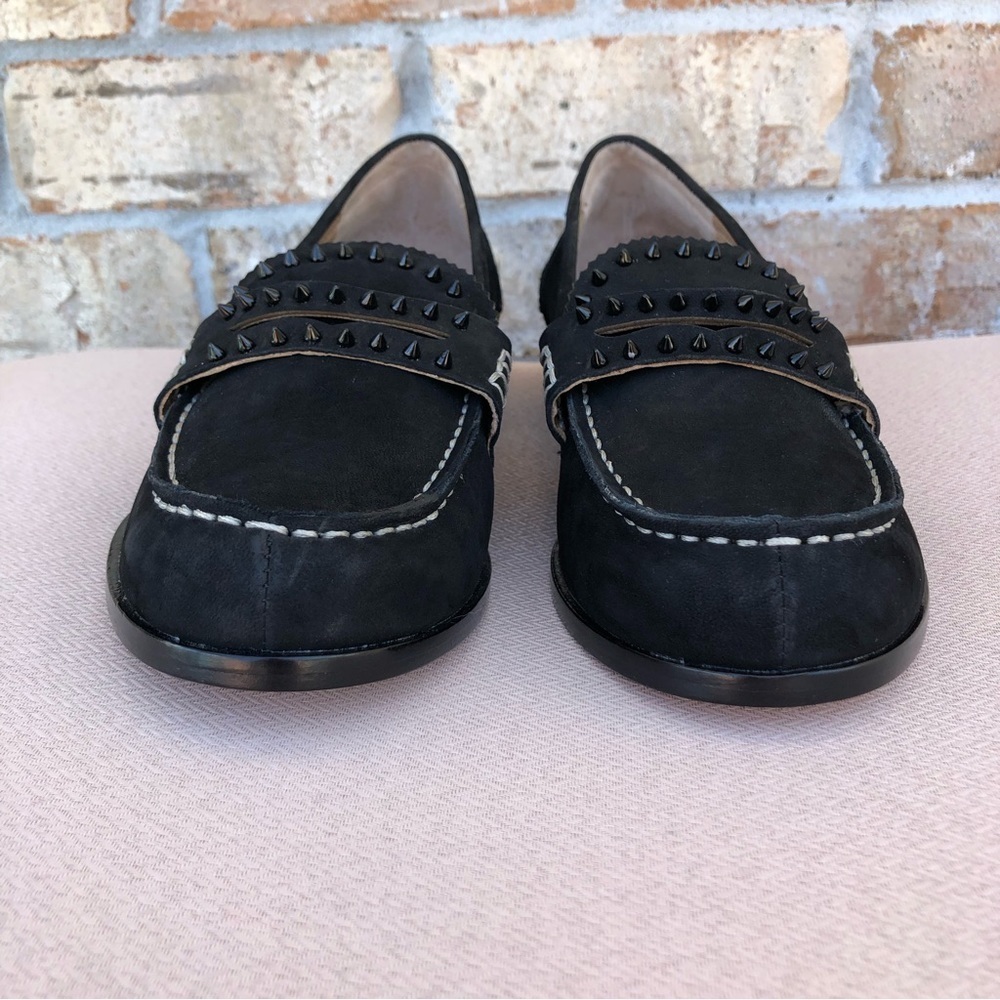 True Ivy Leather Black Ally Nubuck Studds Details Penny Slip On Loafer 8M - Picture 4 of 15